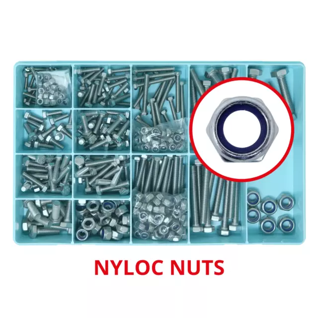 A2 Assorted Box kit M4,M5 M6 M8 M10 Nyloc Nuts & Bolts Mix Setscrews Stainless