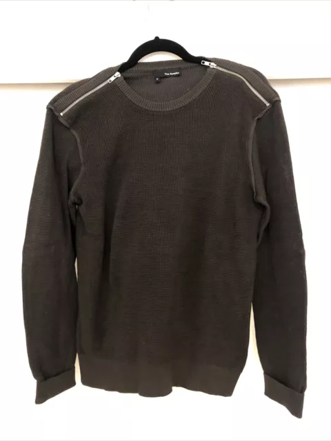 the kooples men’s dark gray cotton knit sweater with zipper accents size m nwot