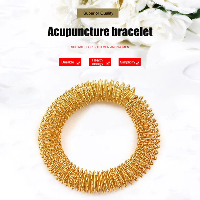 Anillos de masaje de muñeca de acupresión terapia del dolor circulación china (dorados)