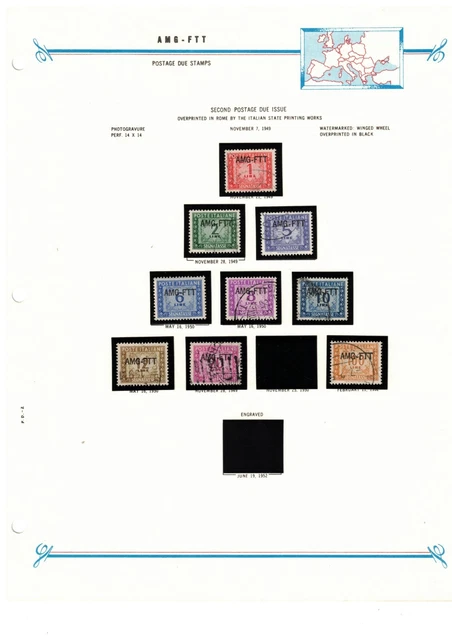 Trieste AMG-FTT 1949 Postage Due Selection FU on Bush Album Page