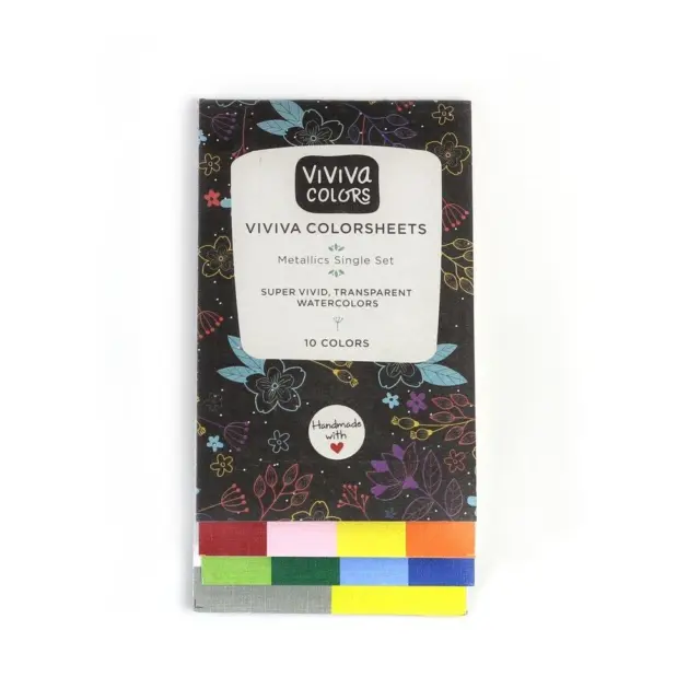 Viviva Watercolour Coloursheets 10 Metallic Colours Paint Booklet Set