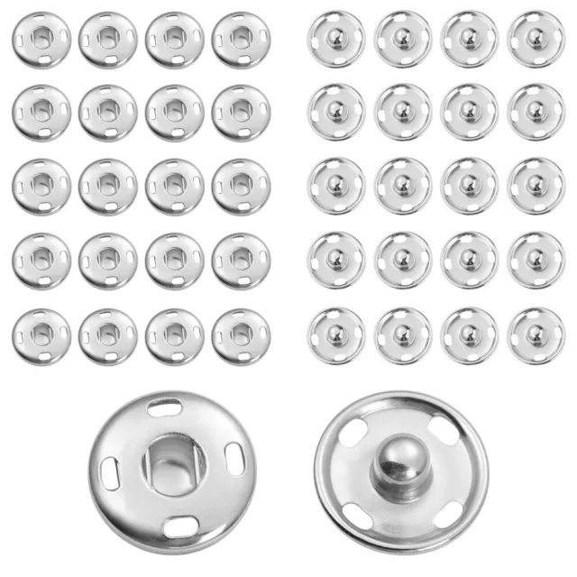 50 Sets Sew On Snaps Buttons 15MM Metal Snaps Fasteners Press Studs Buttons