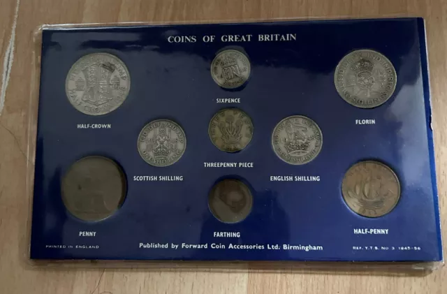 King George VI - Circulated Coin Set, 9 Coins In Case