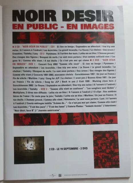 Publicité advert concert album dvd advertising NOIR DESIR 2005 en public