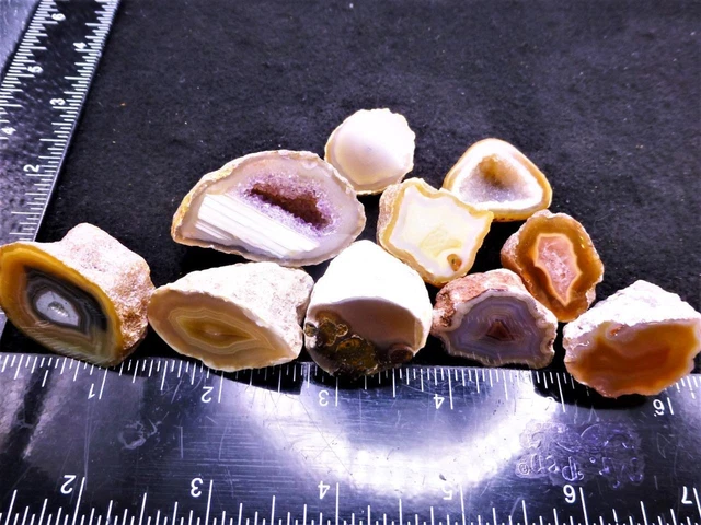 ORCA: Ten Old Stock Polished Moctezuma Agate Half Nodules, Mexico