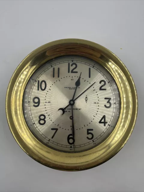 Chelsea Ships Clock 10 1/2 Diam Circa 1950s #597374 Brass WORKING CONDITION!