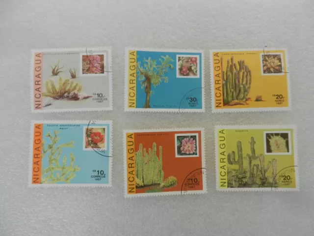 lot de 6 timbres oblitéré - Nicaragua thème cactus