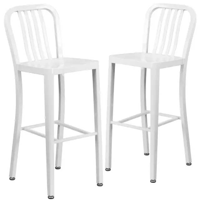 Flash Furniture Commercial Grade 30" High White Metal Indoor-Outdoor Barstool