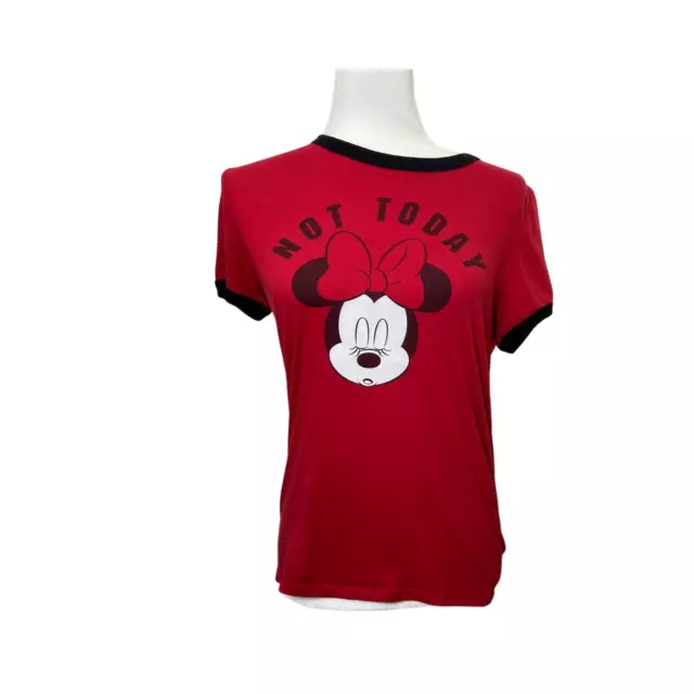 Disney Minnie Mouse Sleep Not Today Short Sleeve Red T-Shirt Medium