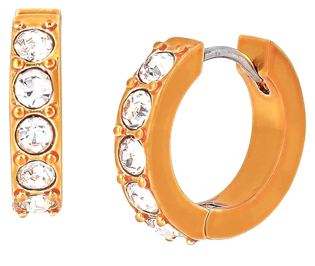 KURT GEIGER LONDON Metallic Orange Crystal Hoop Huggies Earrings Kurt Geiger NEW