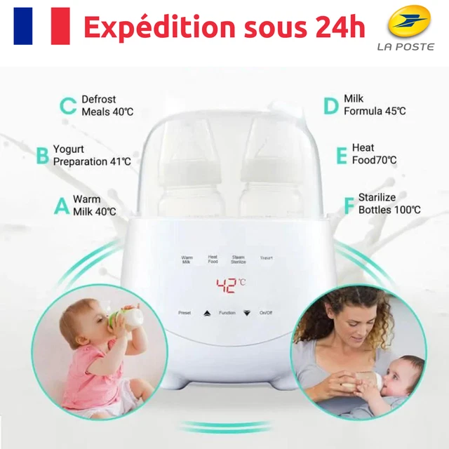 Chauffe Biberon Double Stérilisateur de Biberons 6 en 1 Chauffe-lait Réchauffeur