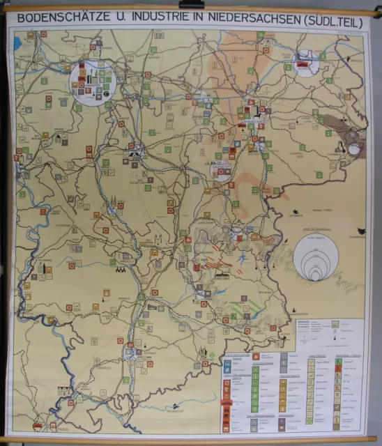 School Wall Map Bodenschätze Industry Lower Saxony 75T 161x187