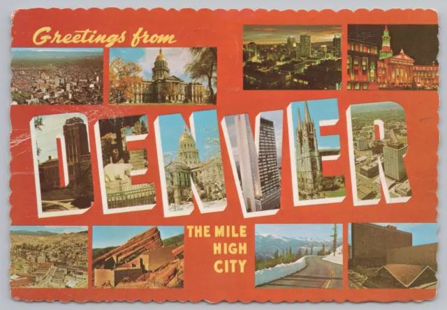 State View~8 Views & Letter Views Denver Mile High City~Continental Postcard