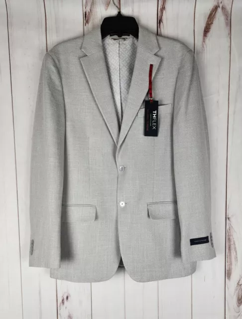 Tommy Hilfiger Men's Slim-Fit Stretch Solid Weave Sport Coat Blazer Grey 46R NWT