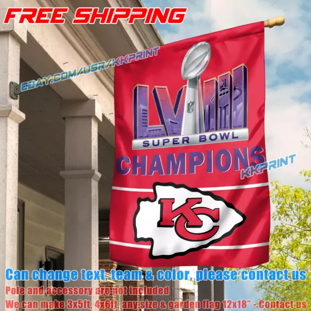 KANSAS CITY CHIEFS Super Bowl LVIII Champions 2023 2024 Banner Flagge