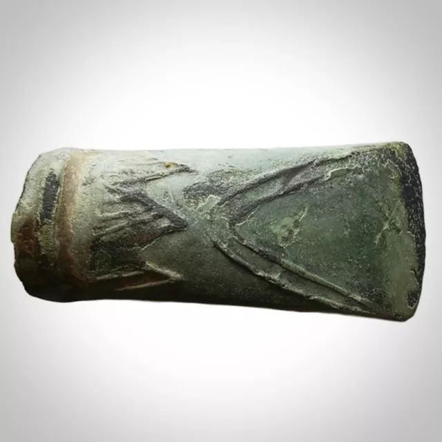 Antique European Engraved Bronze Celt Axe Head Prehistoric Tool Circa 1500 BC
