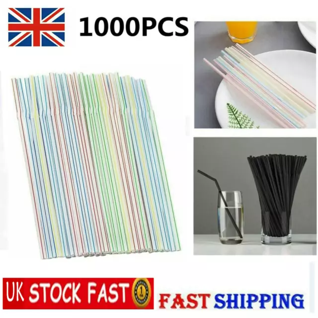 100/1000Pcs Disposable Plastic Straw Straight Plastic Drinking Straws Party Bulk