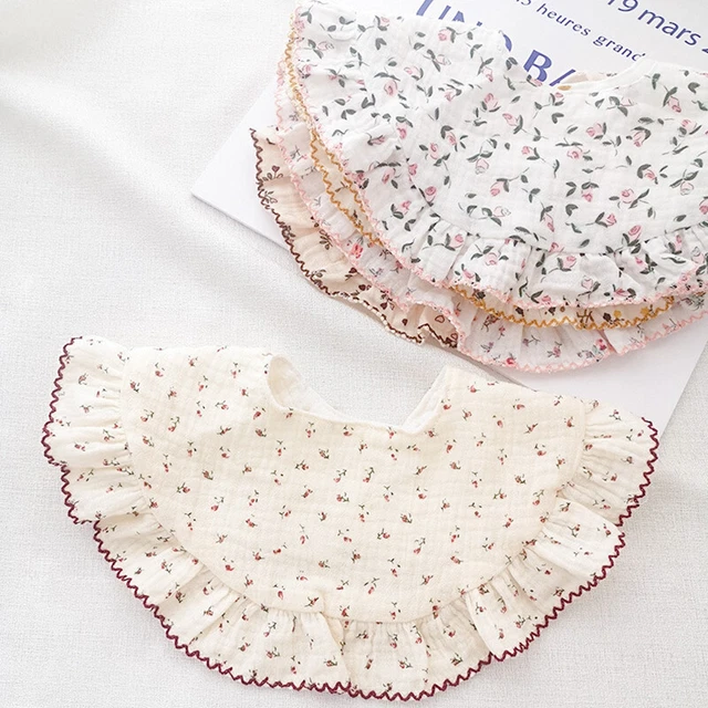 Toddler Baby Feeding Drool Bib Infants Ruffled Lace Saliva Towel Soft Burp Cloth