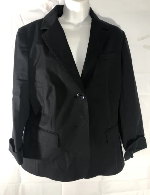 LAFAYETTE 148 New York Black Stretch Cotton ¾ Sleeves Blazer Jacket Top US S 6