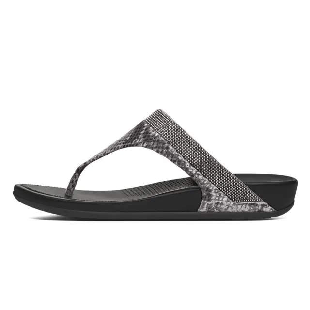 New Wmns Fitflop Banda Crystal Imi-Snake Mink Leather Thong Sandal Msrp$140.00