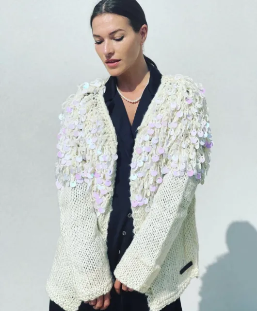 Cardigan donna corto paillettes  Made in Italy