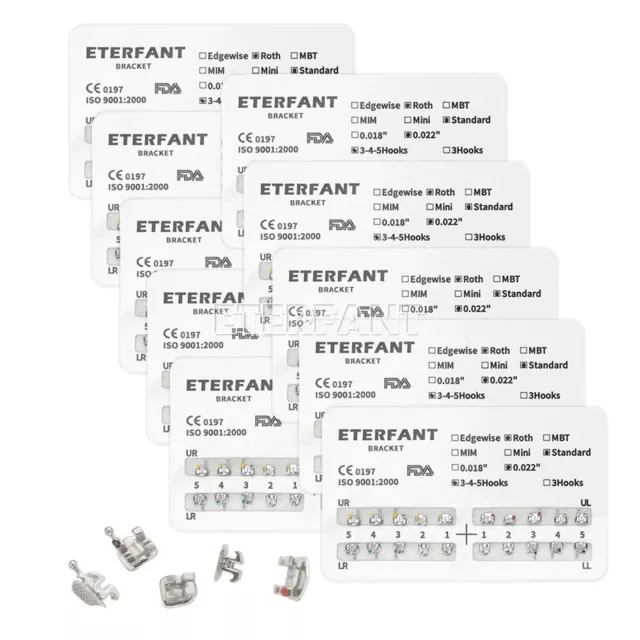 30XDental Orthodontic Bracket Braces Metal Standard Roth 022 345Hooks 20Pcs/pack