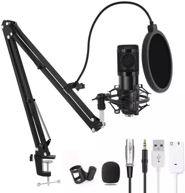Computer Microphone, Gaming Mic with Adjustable Boom Arm Stand, USB PC Microphon