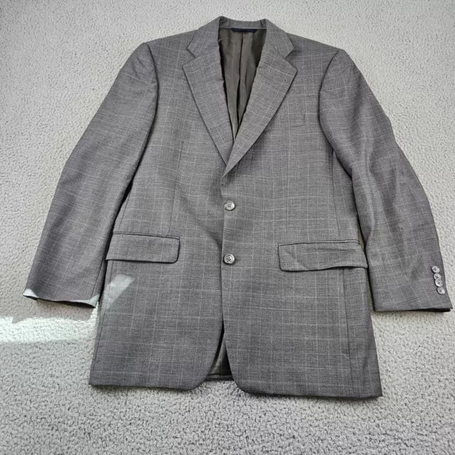 Burberry Sport Coat Mens 37R Gray London Kensington Blazer Jacket Windowpane