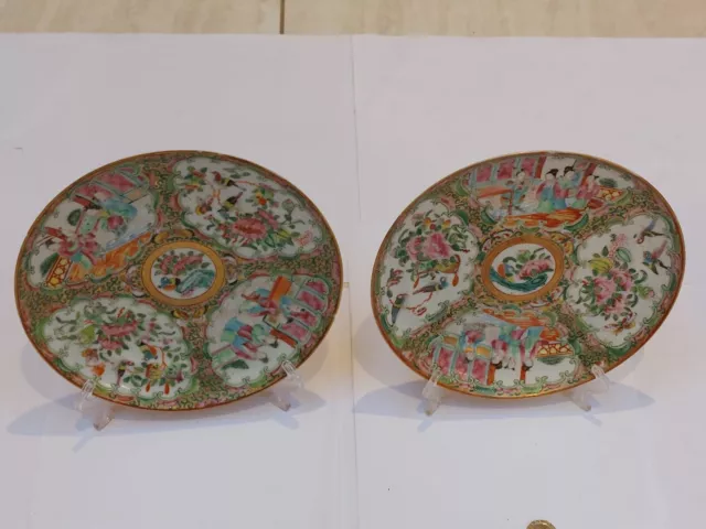 Pair of chinese famille rose plates - 19th century