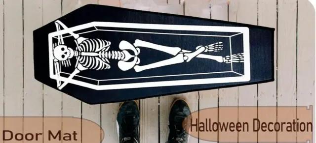 Bodenmatte Skelett im Sarg, 100 x 40 cm