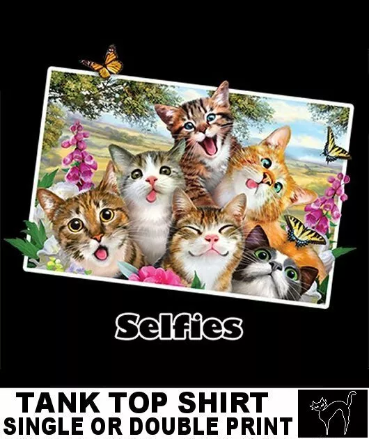 Funny Tabby Calico Smiling Shorthair Cat Kitten Selfie Picture Tank Top Ab729