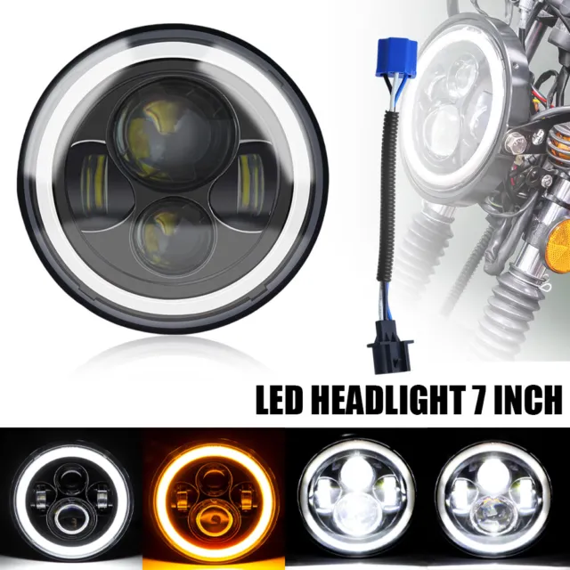 7 Zoll LED Scheinwerfer Hi/Lo Projektor für Harley Dyna Honda CB BMW R E-Geprüft