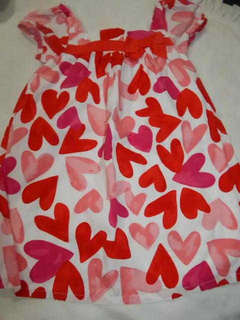 Euc Gymboree Girls 2T Cotton Lined Heart Dress Grosgrain Bow Detail pink and red