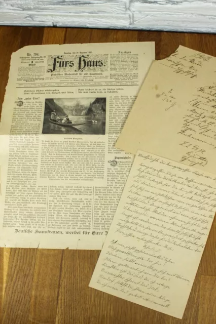 antike Zeitungsseite 1897 und Brief 1878 Konvolut antik