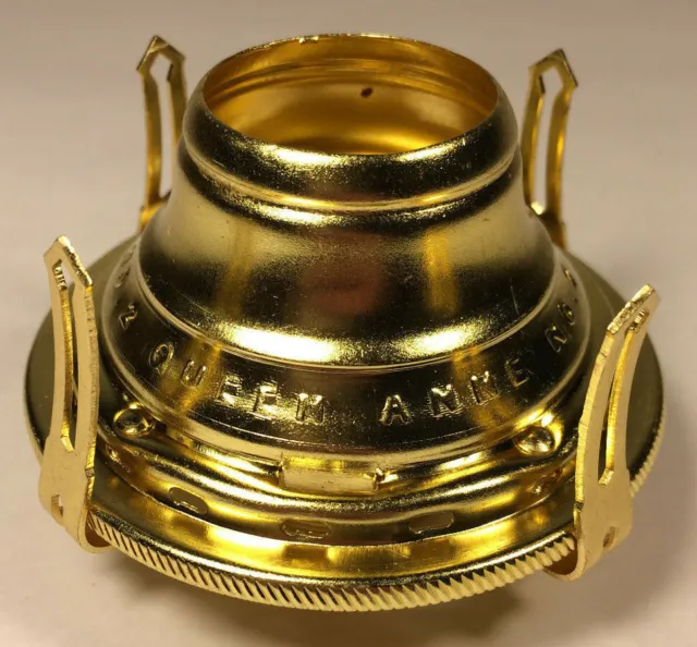 New #2 Solid Brass Queen Anne Cut-Out Oil Lamp Burner For 3" Chimneys #OB660