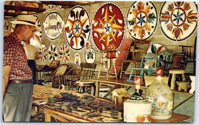 Hex Sign Display Painted by the Famous Self-Styled "Hexologist", Johnny Ott, PA.