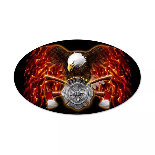 American Bald Eagle Fire Fighter Axes 24" Heavy Duty Usa Metal Home Decor Sign