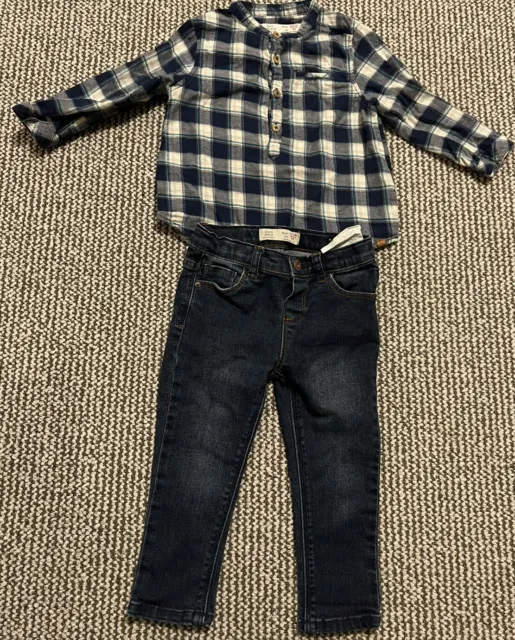 zara baby boy 12-18 month shirt and trousers set