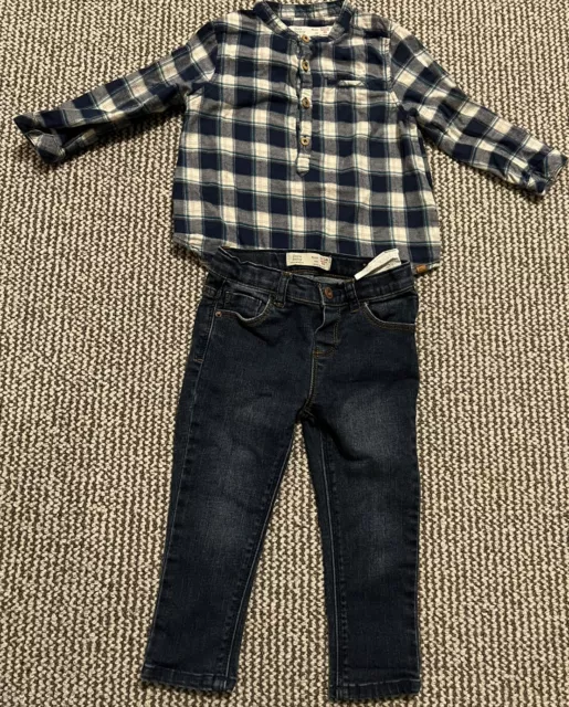 zara baby boy 12-18 month shirt and trousers set
