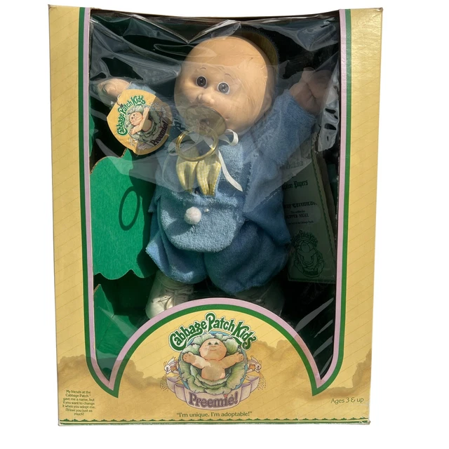 1985 Cabbage Patch Preemie Boy Head Mold 4 Pacifier Bunny Outfit Brown Eyes 1985 Cabbage Patch Preemie Boy Head Mold 4 Pacifier Bunny Outfit Brown Eyes