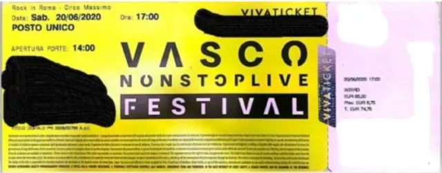 Vasco Non Stop Live - Circo Massimo Roma 2 biglietti 12 Giugno 2022