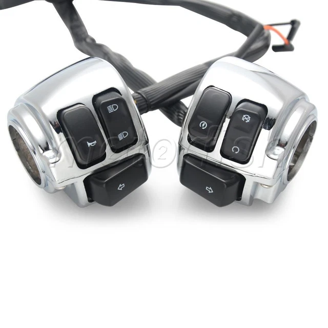 Hand Control Switch Housing+Caps+Wiring Harness for Harley XL Dyna Softail 96-17