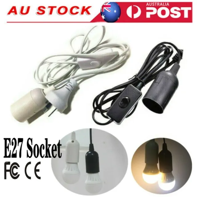 E27 Cable Cord Plug Pendant Lamp Light Bulb Holder Socket Base With Switch KIT
