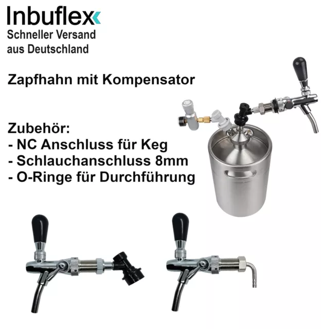 Zapfhahn Bier mit Kompensator mit Anschlüssen Keg Schankhahn NC Fass Hobbybrauer