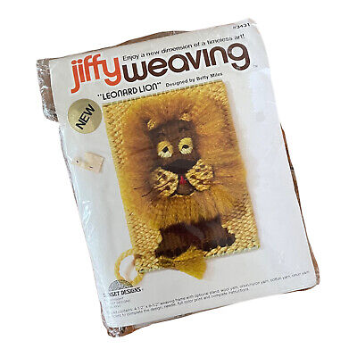 Kit de tejido vintage Jiffy Leonard Lion Sunset Designs 3431 100% completo