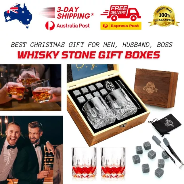 Set 2pcs Whiskey Bourbon Scotch Glasses & 8pcs Chilling Rocks Drinking Gift Set