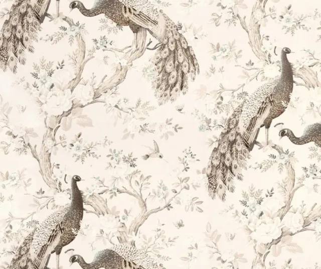 LAURA ASHLEY BELVEDERE Soft Truffle Wallpaper Price per roll peacock *last  roll* EUR 28,31 - PicClick FR