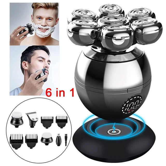 Rasoio elettrico uomo nero teschio capelli in barba calva 7 teste rasoio trimmer