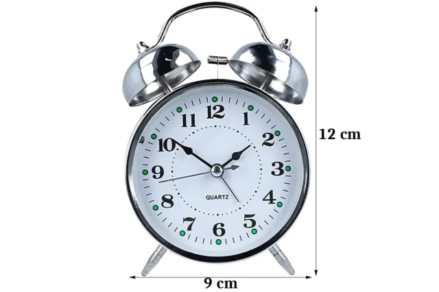 Mini sveglia orologio da tavolo analogico retro doppia campana piccola DD-02607