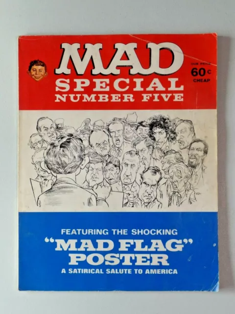 Vintage MAD Magazine Special Number Five NO Flag Poster 1971 8795